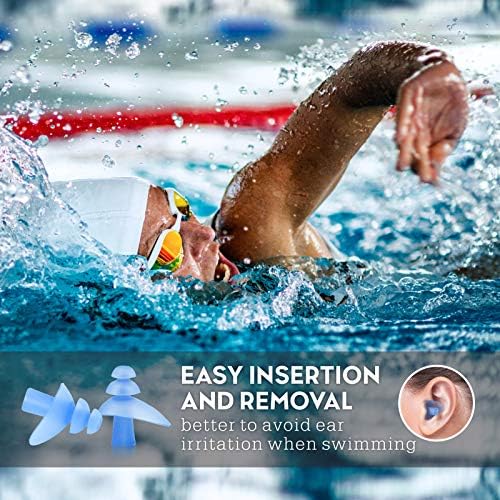 Swimming Earplugs, Eargrace 3 Pair Waterproof Reusable Silicone Ear Plugs for Swimming Showering Bathing Surfing and Other Water Sports