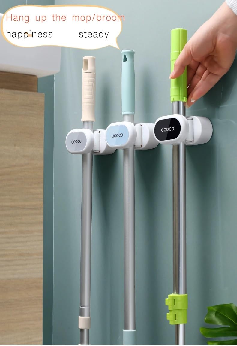 FYCAN Mop and Broom Holder Perforated Free Wall-Mounted Mop Holder Household Storage Rack Kitchen Bathroom, Broom and Dustpan Hanger for for Home Garden Garage and Storage-1-Multi 1