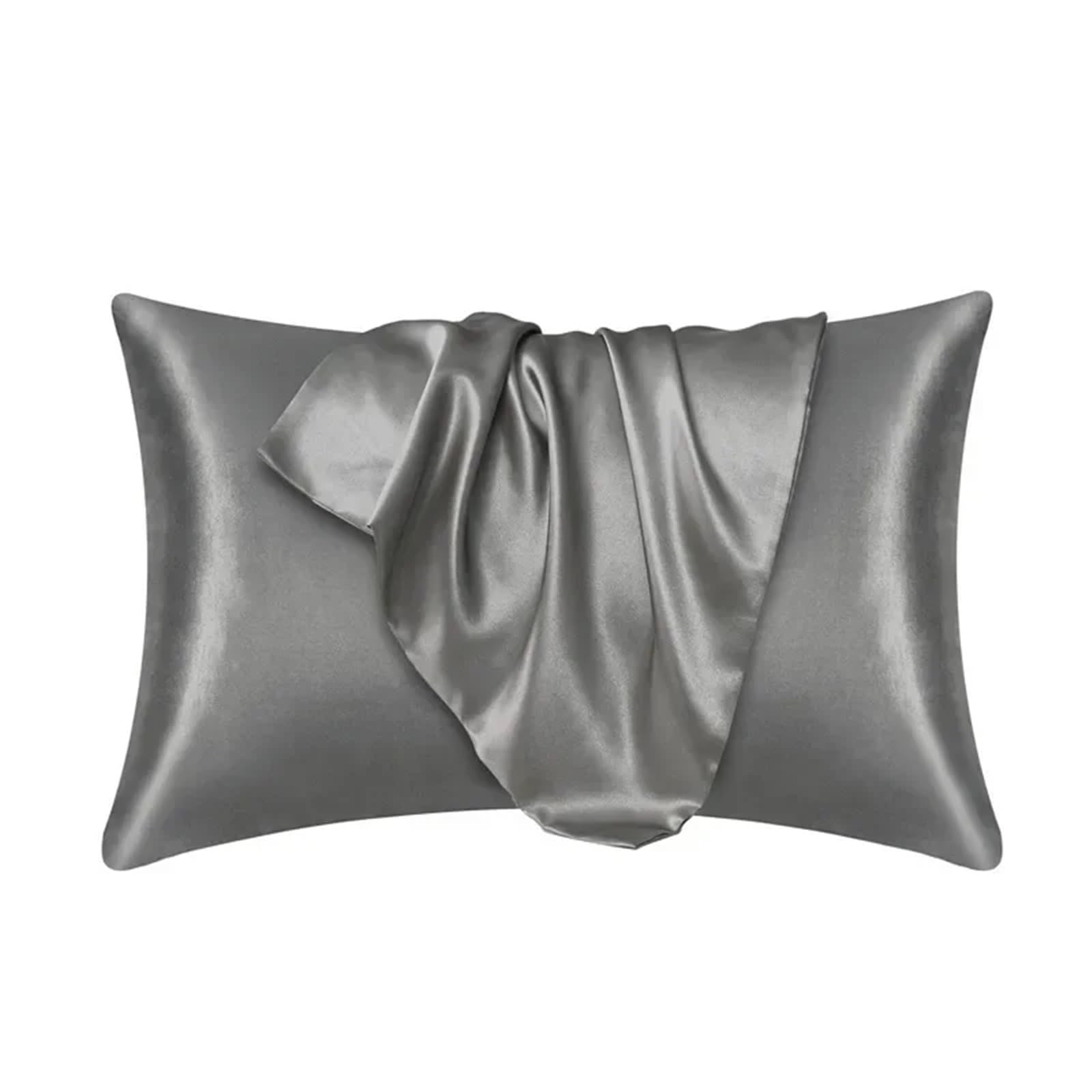 Silky Pillow Covers, 2pc Silk Pillowcase 40x80cm Multicolor(Red)