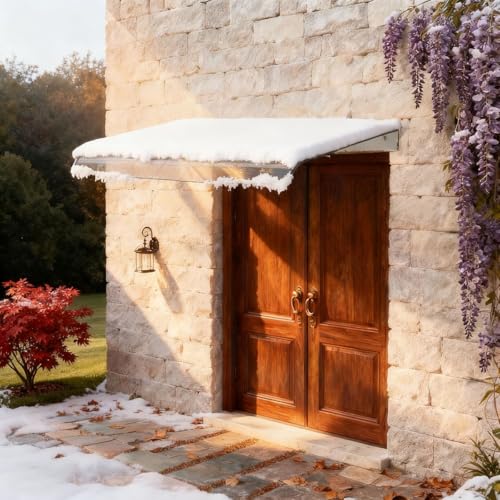 Auvent de porte en polycarbonate transparent stoppant les infiltrations de pluie - 7