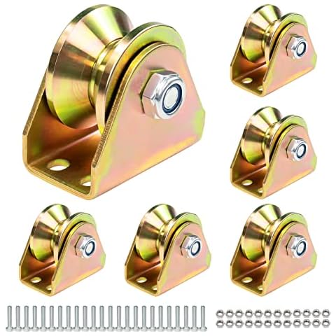 6Pcs 2" V Groove Wheel, SMFANLIN Electroplated 1045 Steel Heavy Duty V Shape Rigid Caster with Bracket for Inverted Track, Rolling Gate Sliding Gate Industrial Machines Wire Rope Rail Loading Cover