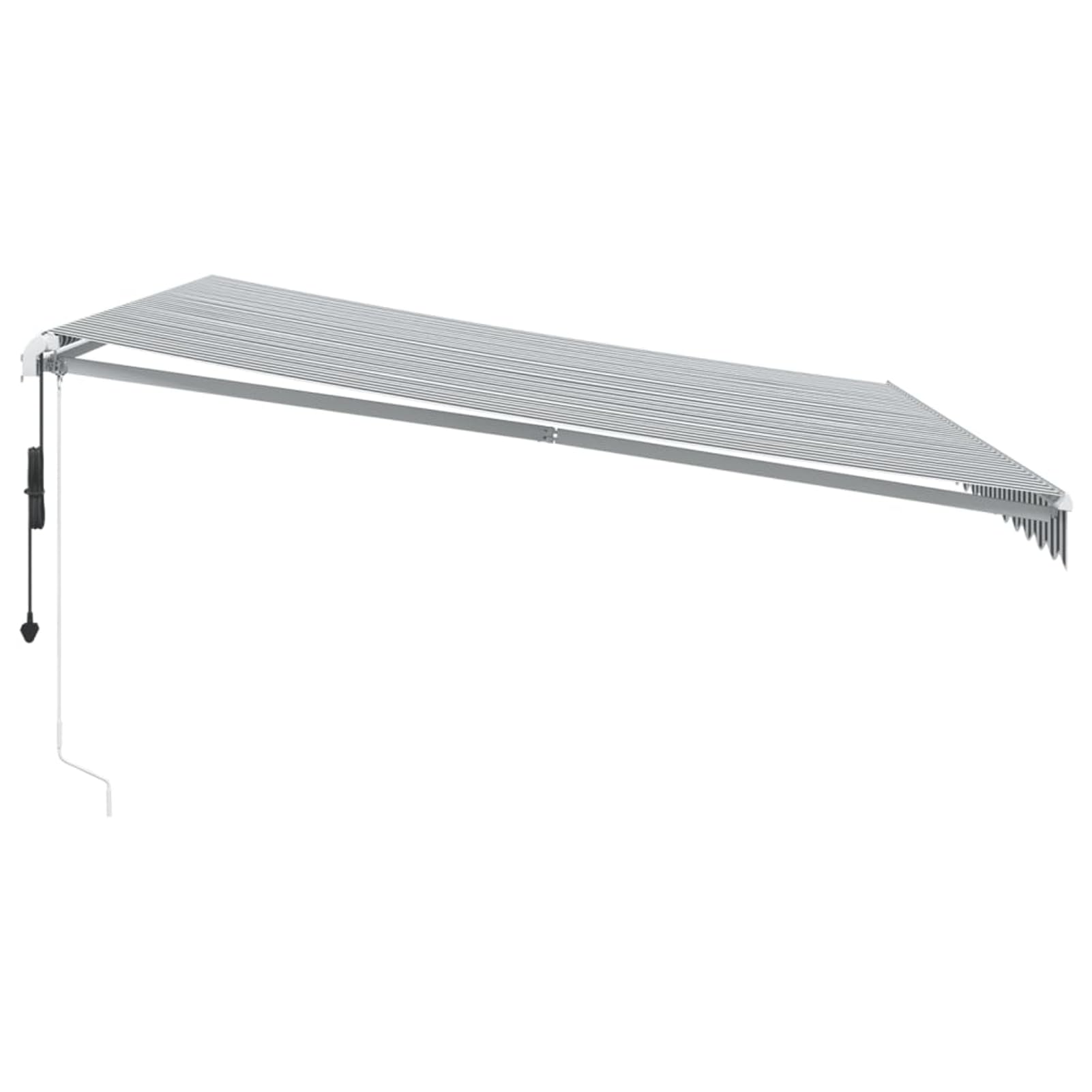 Gelenkarmmarkise mit LED und Windsensor, Polyester-Stoff PU-beschichtet, 450x350 cm, Anthrazit/Weiß, für Privat & Gastronomie