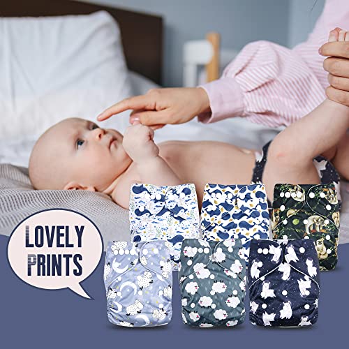 Langsprit 6 Pack Child Material Diaper with Extremely Absorbent Inserts, Child Reusable Diapers, Material Diapers New child, Washable Material Diapers, Reusable Unisex Child Diapers 5 51Gp3AhGB1L
