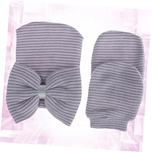 BESTYASH Knit Glove Bowknot Cap Soft Yarn Material Hat and Gloves for Newborn Girls White Cute Decorative Outfit for Your2