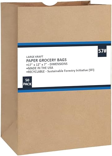 PrimeSaver Bolsas de papel para comestibles  Bolsas de papel marrón para comestibles de 12 x 7 x 17  Bolsas de compras pesadas de papel kraft