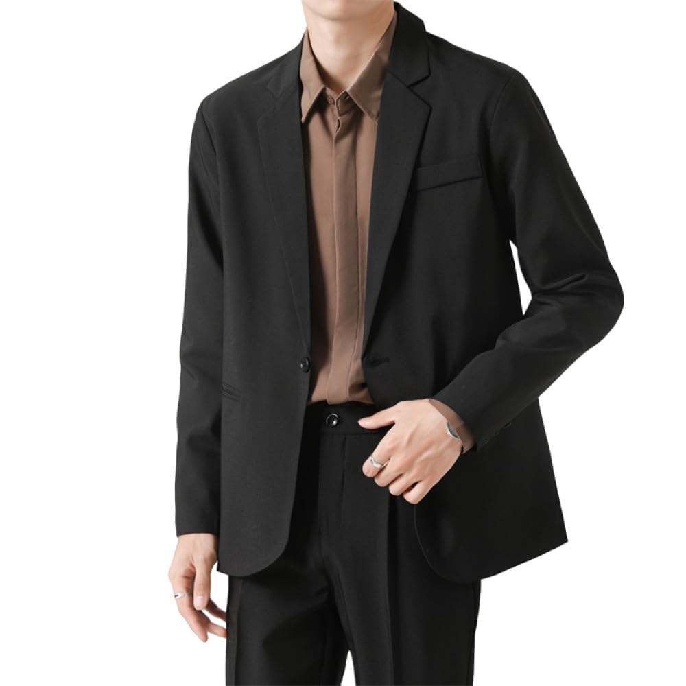 Mens Casual Suit Jackets, One Button Formal Suit Jacket Smart Leisure Business Blazer Solid Loose Suits Coat Regular Office Jacket Tuxedo Blazers (4XL) Beige