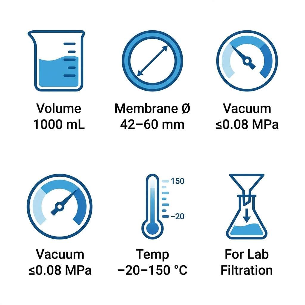 QWORK 1000 ml vetro vuoto filtrazione distillazione apparecchio per il filtraggio in laboratorio con imbuto graduato 300 ml