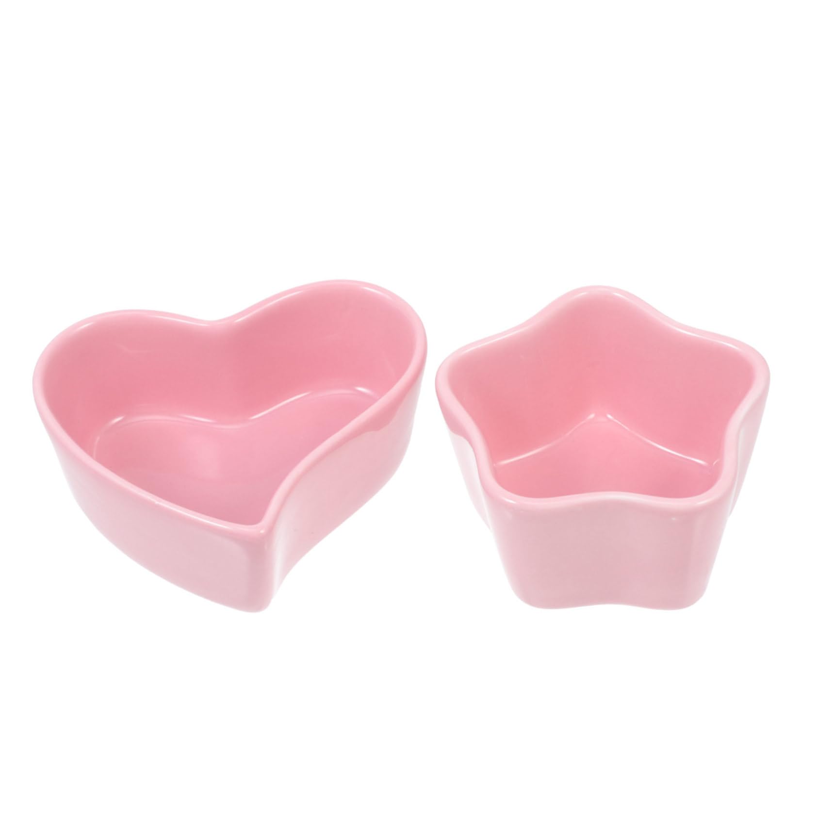 BESTonZON 2Pcs Ceramic Guinea Pig Food Bowl Non Tip Design for Hamsters Rabbits Chinchillas Unique Star Heart Shapes Easy to Pet Feeder for Comfortable Eating