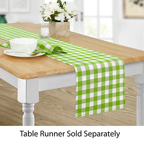 Home Bargains Plus Country Rustic Buffalo Plaid Cotton Fabric Table Runner, Checkered Cottage Gingham Easy Care Table Runner, 70” Long Table Runner, Green #TOP1