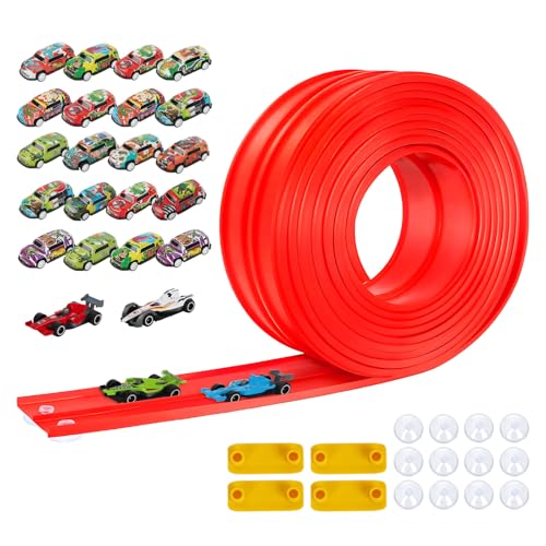Rennbahn, Flexible Autorennbahn Autobahn 4M mit 24 Diecast-Autos, 12 Suckers, 4...
