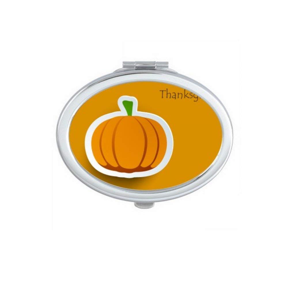 Miroir de maquillage ovale de poche portable citrouille Thanksgiving Jour compact