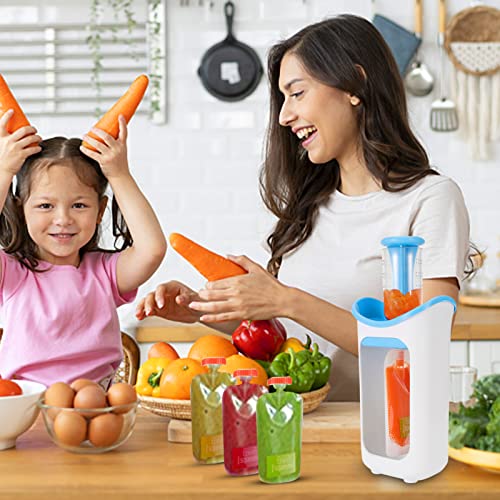 Squeeze Station, máquina de alimentos para bebês com 10 sacos de alimentos caseiros para bebês (azul