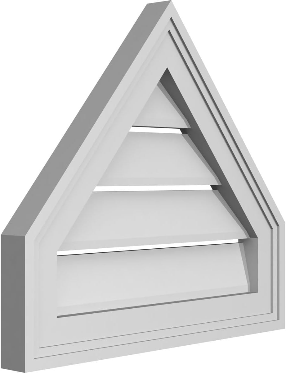 GVSPE18X1602SF-14 Peaked Top Brickmould Frame, Primed Tan Signature Series Surface Mount Gable Vents, 18-in. W x 16-in. H, Unfinished