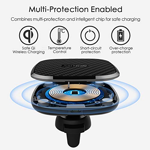 Nillkin Wireless Car Charger Mount, 10W Qi Fast Car Charging Magnetic Air Vent Phone Holder Compatible For Iphone 12/11 Pro/Xs Max/Xr/X,Samsung Galaxy S10/Se10/Note10/S9/S8 And More #TOP2