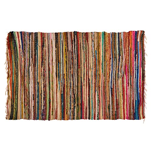 TIENDA EURASIA - Jarapa Multicolor, Alfombra de Algodon, Alfombra Decorativa Tradicional (120 x 180 cm)