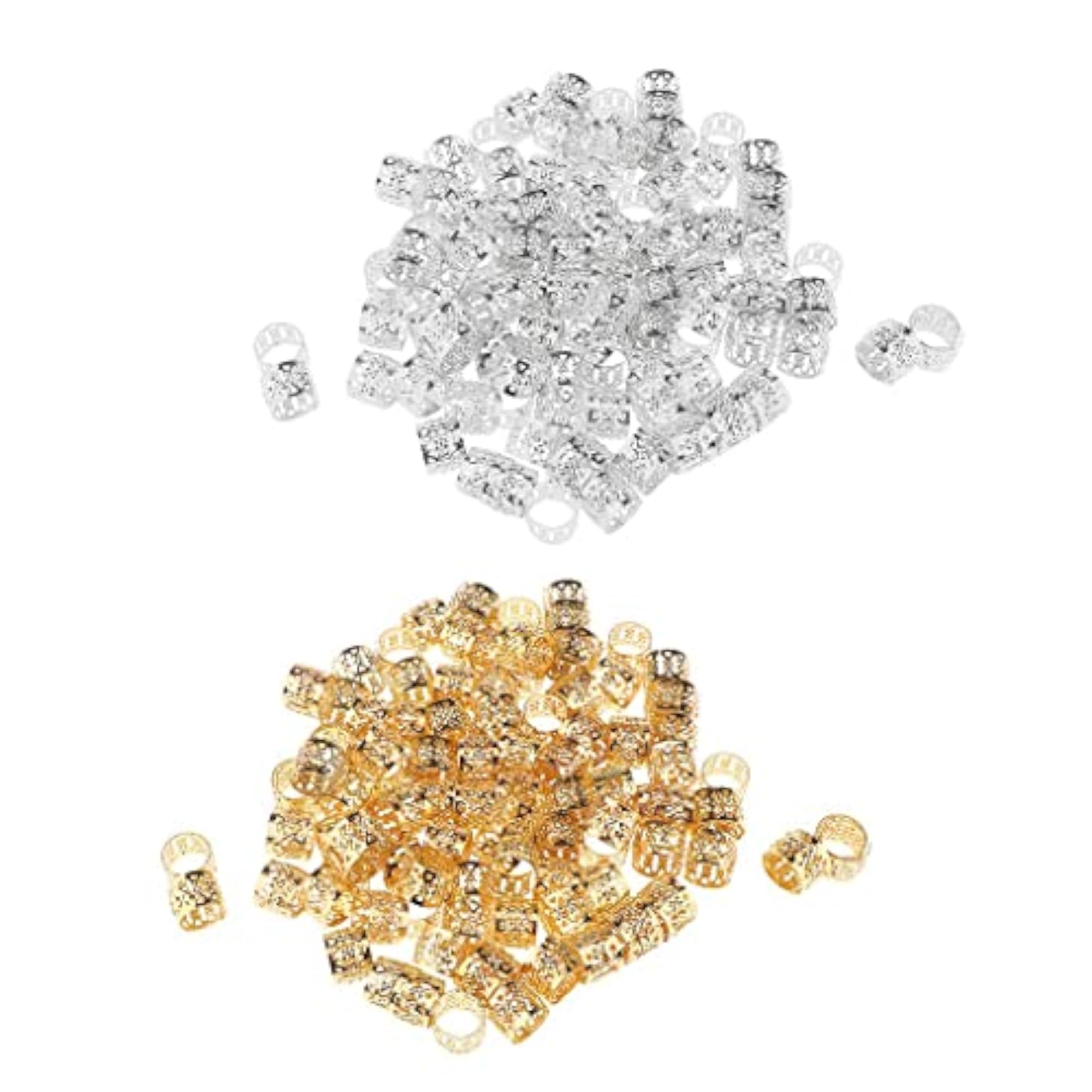 100Pcs Heart Metal Cuff Hair Extension Decorations, Silver