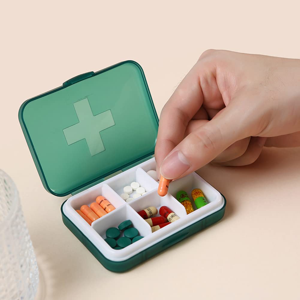 Pilulier de 7 jours, 6 compartiments, facile à ouvrir, distributeur de médicaments, boîte pratique pour vitamines, compléments alimentaires et médicaments (couleur : violet)