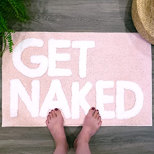 Image of New Mungo Get Naked Bath Mat Pink - Blush Bathroom Rugs - Bath Mat - 31 inch x 20 inch