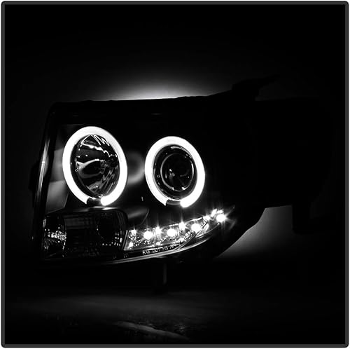 Miniatura 6 de ACANII - Para Ford Escape 2008-2012 LED Halo Black Housing Proyector Faros Faros Delanteros, Lado del Conductor y del Pasajero