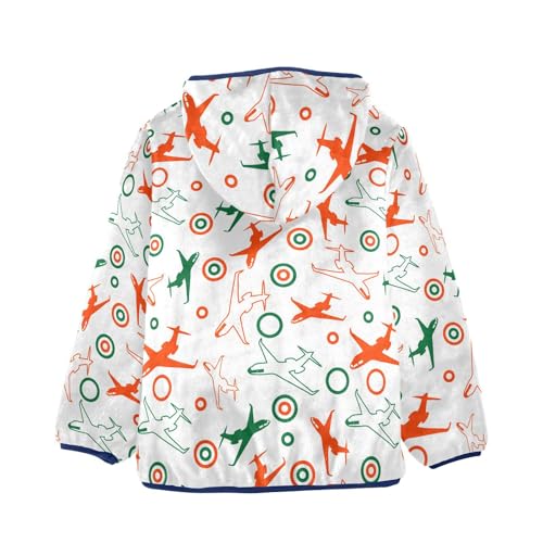 Colorful Planes Toddler Fleece Jacket Baby Boys Hooded Zipper Long Sleeve Thick Warm Outerwear 3-10 Years2