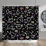 Baocicco Constellation Bathroom Shower Curtain Set Celestial Milky Way Night Sky Astronomical Horoscopes Bath Curtains Shower with Hooks Planetarium Bathroom Curtains Shower Set 84x72 Inches
