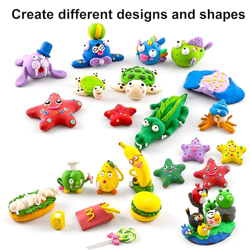 Image of VGRASSP 48 Pcs Air Dry Clay for Kids with 12 Sculpting Tools - Creative Art & Crafts Play Dough Birthday Return Gift for Boys and Girls (12 Colors X 4)