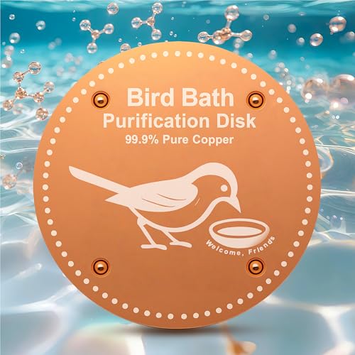 Bird Bath Purification Disk Pure Copper Outside Winter Solar Power Birdbath Heater Deicer Cage Hanging Bowl Metal Warmer Deck Railing Glass Concrete Ceramic Stone Stand Outdoor Water Fountain Station