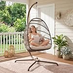 BULEXYARD Egg Swing Chair with Stand, Outdoor Hanging Egg Chair with Stand - Image 3