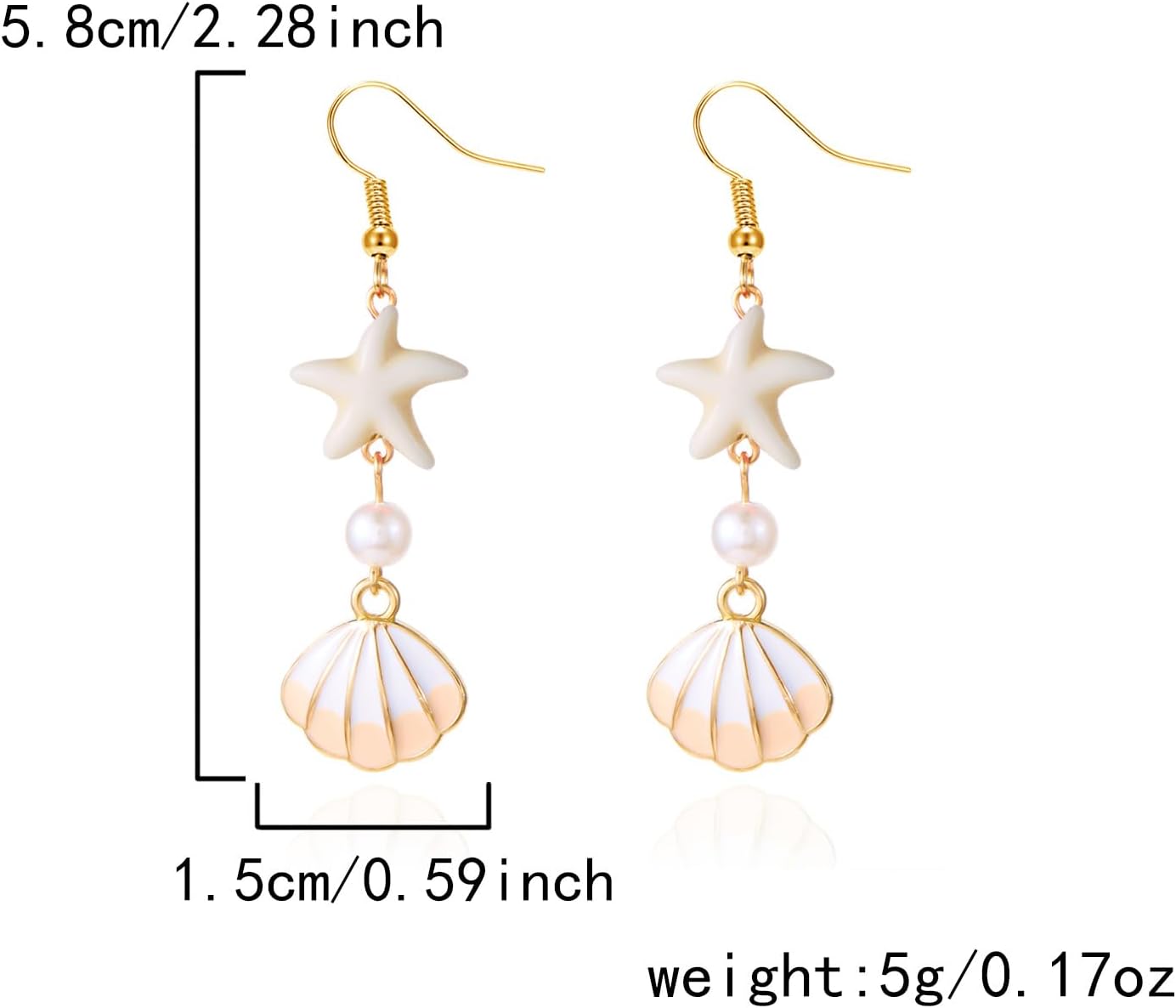 Shell Starfish Earrings Ocean Conch Shell Dangle Earrings for Women Summer Beach Pearl Seahell Tassel Drop Earring Vacation Jewelry Gift - Image 6