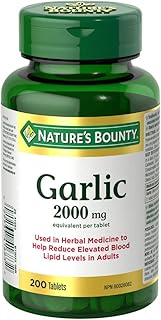 Nature's Bounty Garlic Pills and Herbal Health Supplement, Helps Maintain Cardiovascular Health, 2000mg, 200 Tablets