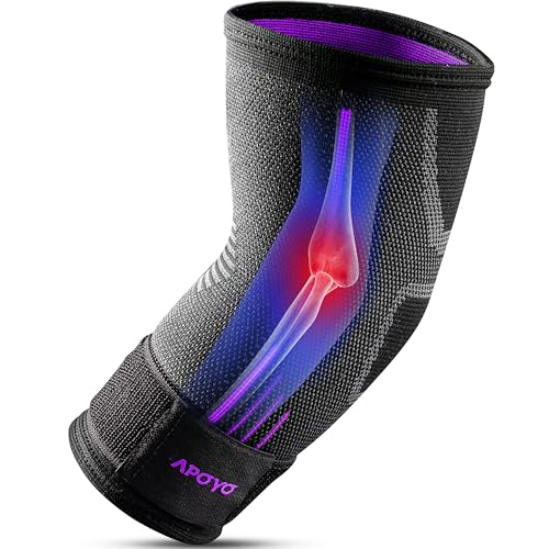 Image of APOYO Tennis Elbow Brace for Women & Men, Workout and Everyday Use (Large) | Elbow Compression Sleeve for Arthritis, Tendonitis, Tennis Elbow & Golfers Elbow, Reduce Joint Pain During Fitness Activity
