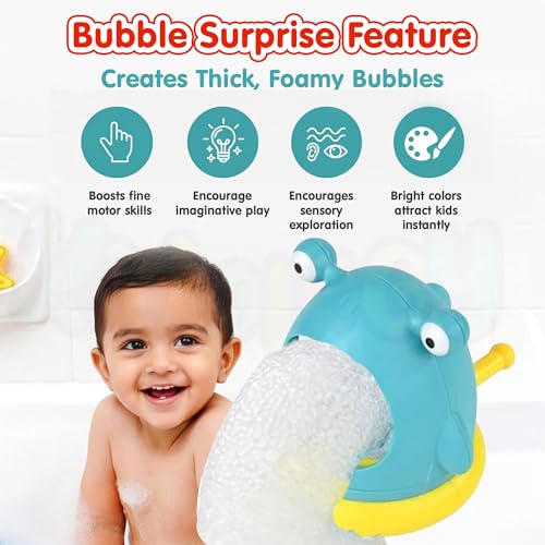 Image of Kidology Cartoon Shark Bath Bubble Toy for Toddlers | Bubble Blower with Water Play Accessories, Fun Baby Bathing Toy (Blue)