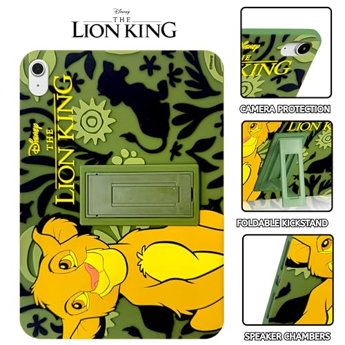 Image of Disney Lion King Kids iPad Case - 10.9 Inch Case for iPad 10th Generation (2022) & A16 11th Generation 11 inch (2025) - Tablet Cover with Stand, Shockproof Silicone Protector