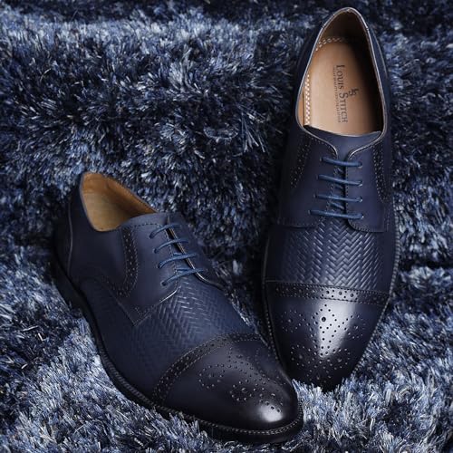 Image of LOUIS STITCH Formal Shoes for Men | Genuine Leather, Stylish Lace-Up for Business, Office, Party & Wedding (LSEUWEOX )