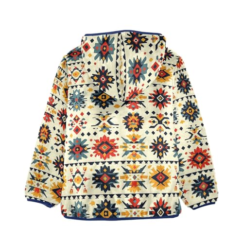 Boho Aztec Ethnic Girls Fleece Jacket Girls Fall Jacket Boys Coats Zip Up Hoodie Children Sherpa Warm Outerwear 2-10T2