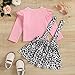 Toddler Baby Girl Ruffled Long Sleeve Cow Print Shirts Top + Leopard Suspender Skirts Overall Dress Clothes Set (Cow Long Sleeve,4-5T)