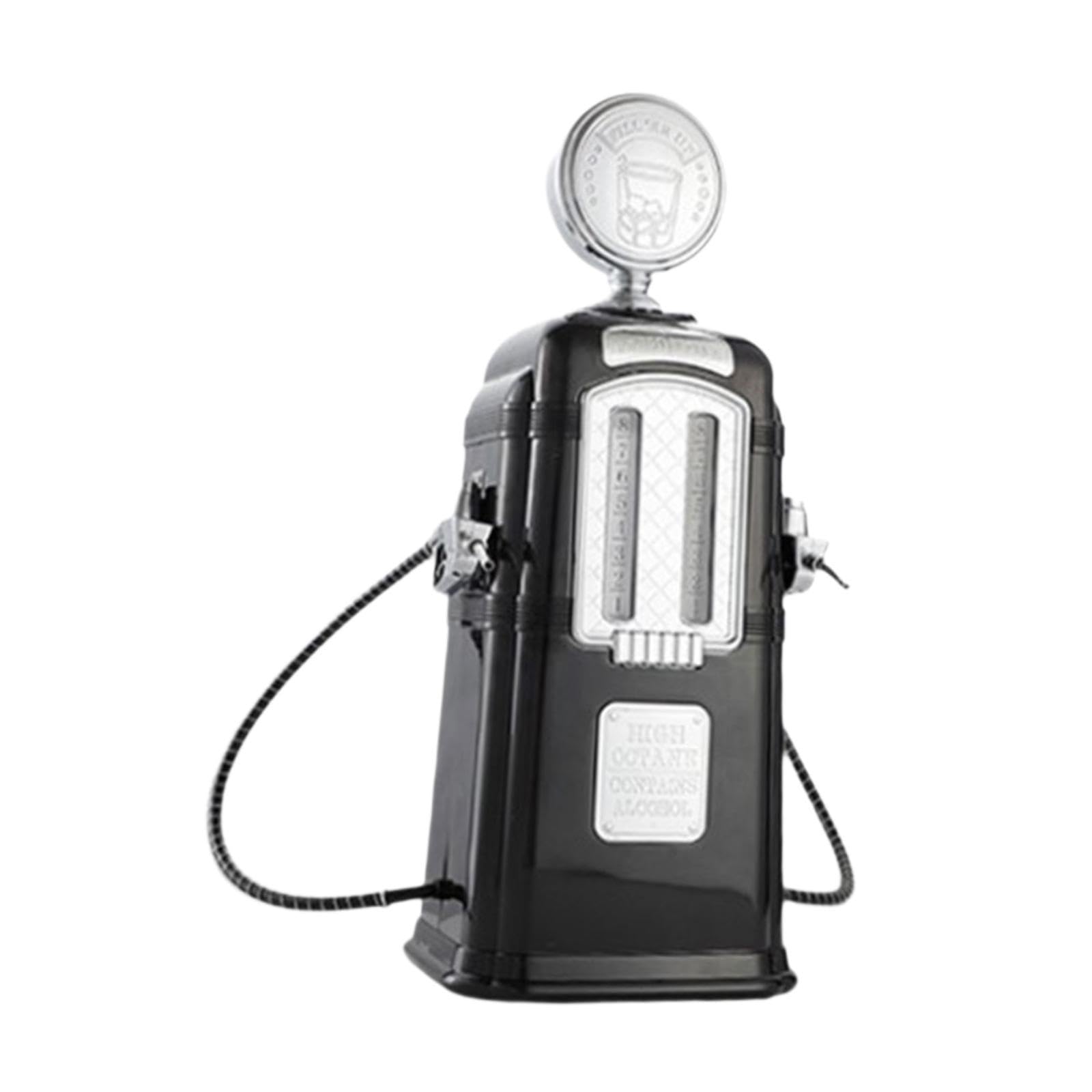 Pump Liquor Dispenser Mini Bier Getränkespender Alkohol Zapfanlage Gasstation Retro Design Aus Stabilem Pp für Hausbar Feiern Partys Männerzimmer, Schwarz