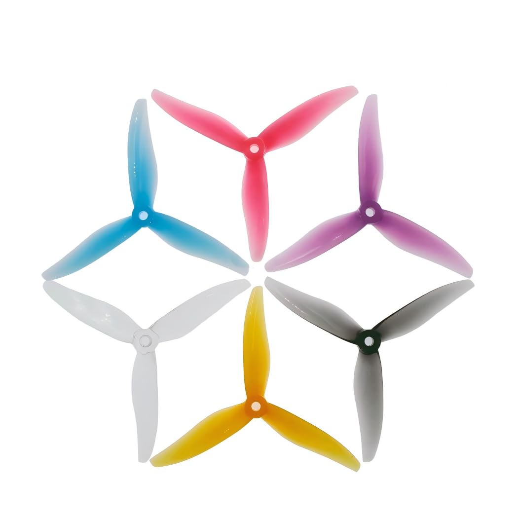 LingxuWing 12Pairs 6pack Mixed Colors Gemfan 5129 5inch 3 Blade/Tri-Blade Propeller Prop for FPV Brushless Motor Yuki FPV Props RC Racing Drone (12Pairs Mixed Colors)
