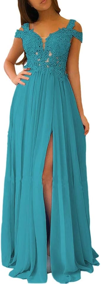 Amazon.com: Miao Duo Vestido de fiesta formal MDPM66 con encaje para mujer,  largo con abertura y hombros descubiertos, vestido formal de fiesta : Ropa,  Zapatos y Joyería