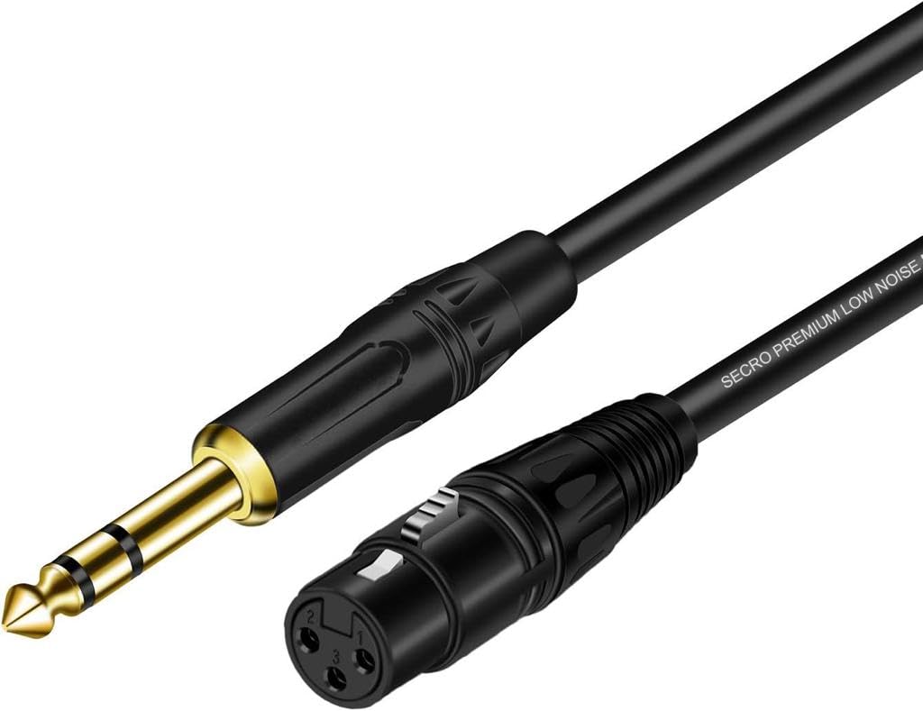 SeCro® Panther Series - Premium 6.35mm (1/4 Inch) Gold Plated Stereo TRS Male to XLR Female Mic Cable for Amplifier, Speakers - Black (2 Meter)-image-25