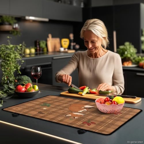 Image of Electric Stove Top Covers Heat Resistant Glass Ceramic Cooktop Cover Mat Fall Season Kitchen Scratch Resistant Flat Top Stove Cover, 29 x 21 Inch, Autumn Fox Berry Print