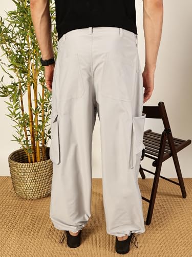 Image of Thomas Scott Men's | Solid | Light Weight | Breathable Fabric | Ribbed Bottoms | Mid Rise | Loose Fit | 100% Cotton | Button Waist | Chino Trouser | Pants