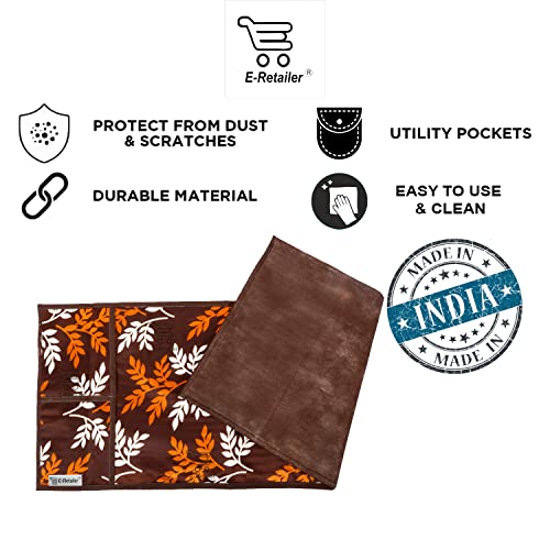 Image of Polyester 3-Layered Microwave Oven Top Cover With 4 Utility Pockets Suitable for Upto 30 Liter (Color- Brown, Size-36x14 Inches)
