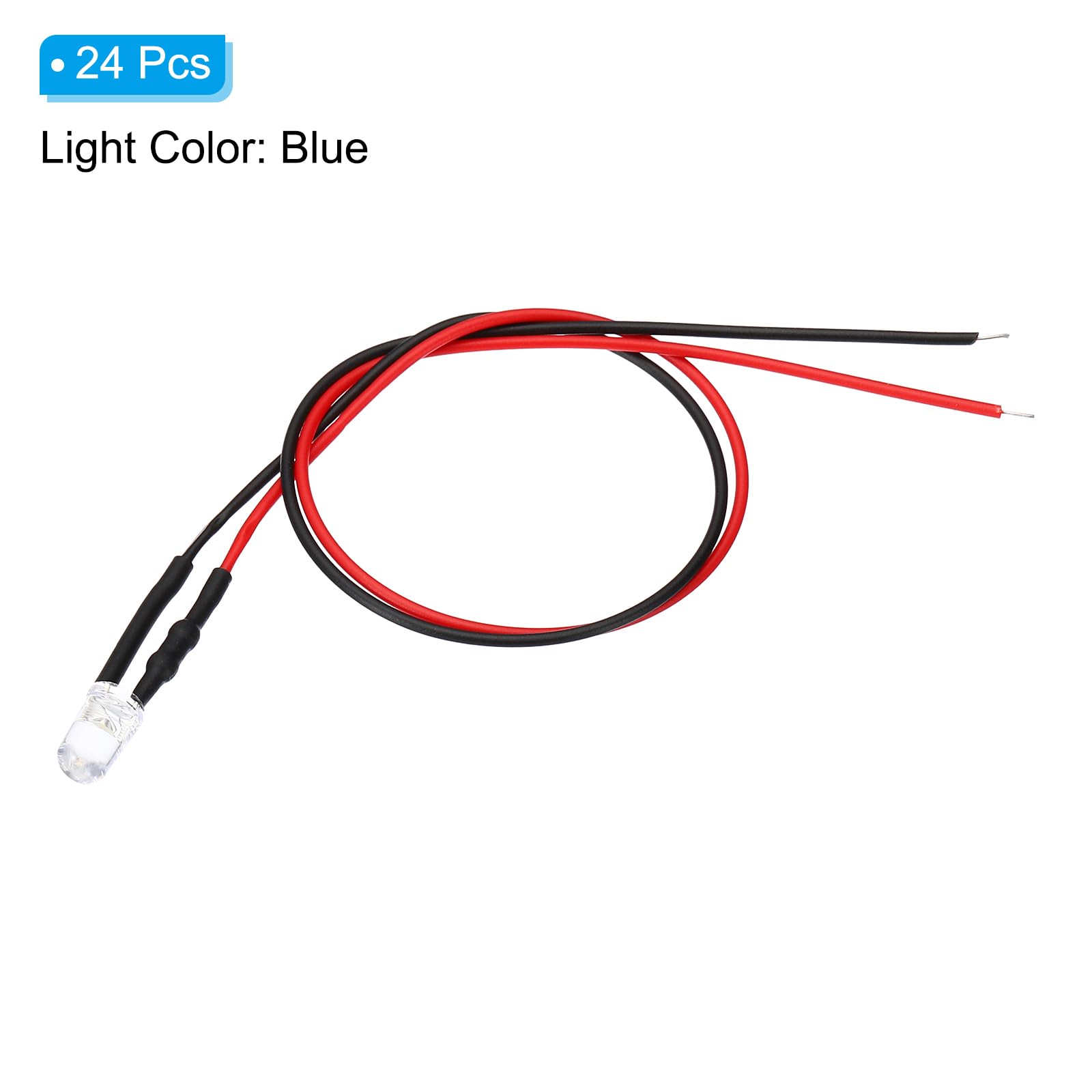 3V 5V 12V 24V 5MM LED Diode Light Clear 20cm Cable Pre-Wired With Plastic Holder - View #3