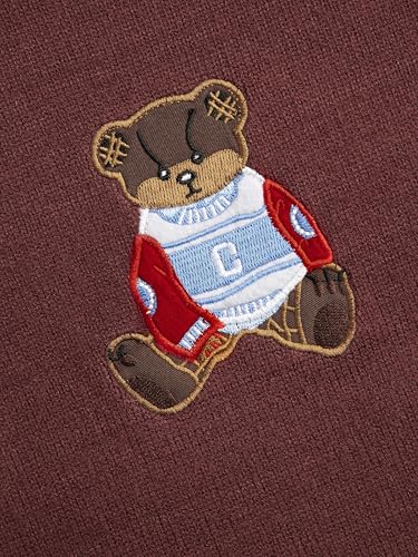 Image of CIDER Women's Fall Sweaters Long Sleeve Cute Sweaters Bear Graphic Crewneck Soft Knit Casual Cropped Pullover