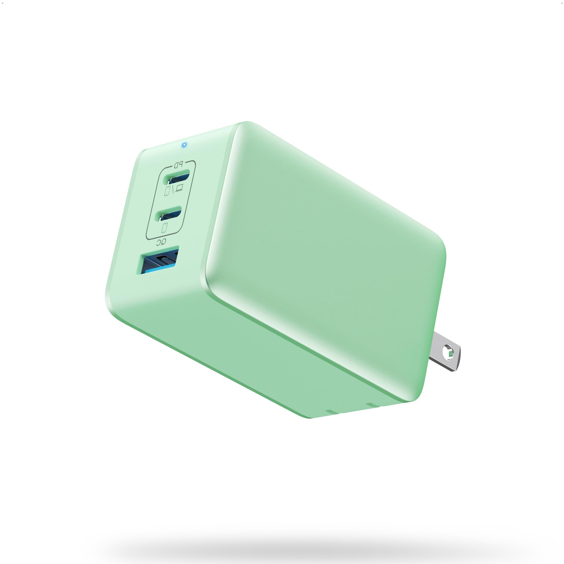 130W USB C Charger Block,GaN IV 3-Port Compact Wall Charger,Foldable Fast Charging Station,PD 65W USB C Laptop Charger for MacBook Pro/Air, Dell XPS, iPhone 16/15/14/13,iPad Pro,Galaxy S24/S23 (Green)