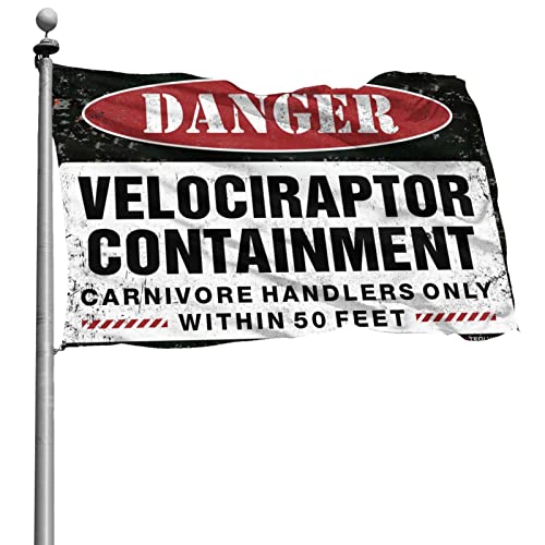 Bandera de contención Danger Velociraptor decorativa de gran tamaño 152 x 244 cm