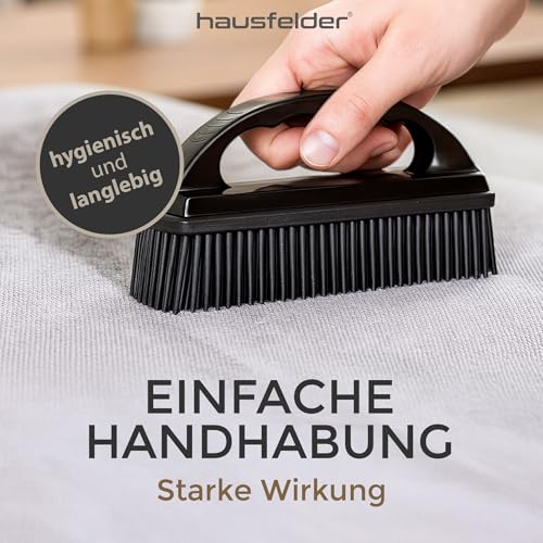 Hausfelder Tierhaarentferner Bürste - Gummibürste für Tierhaare auf Sofa, Auto & Kleidung - Fusselbürste Hund & Katze - Wiederverwendbare Kleiderbürste für Teppich & Polster (Schwarz)