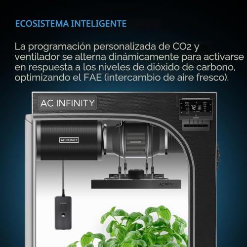 Cultivo interior eficiente usando el sensor de CO2 AC Infinity y luz ambiental 4
