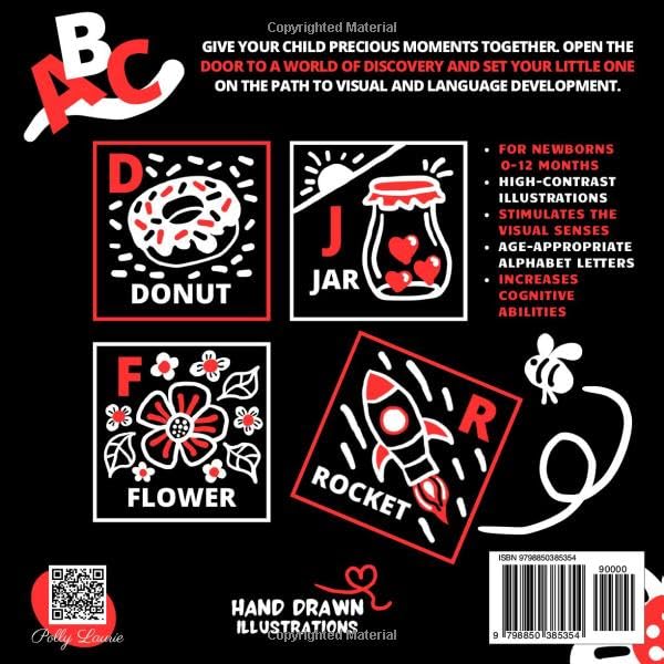 Miniatura 2 de My First Letters High Contrast Baby Book for Newborns Hand Drawn A-Z Art Images for Infants 012 Months, Simple Black and White Alphabet Themed
